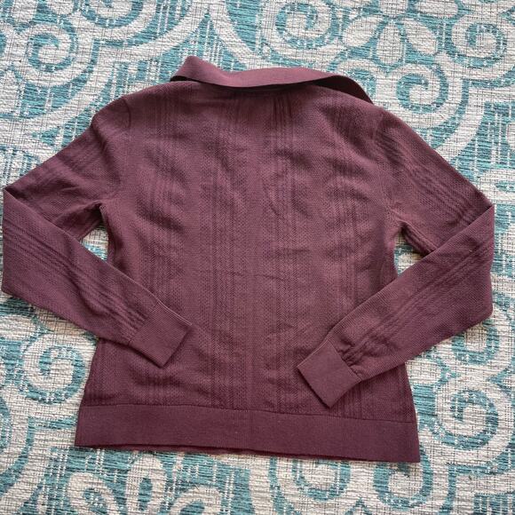 Cabi Athena Collared V-Neck Pullover Sweater in Port/Merlot - Size S - Picture 3 of 7